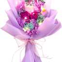 Canlierr Preserved Flowers Bouquet Graduation Flowers Bouquet Gift Forever Natural Real Roses Gifts for Teacher Student Birthday Anniversary Wedding Home Decor (Purple,Vivid)