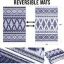 OLANLY Outdoor Rug Waterproof 5x8 ft, Reversible Outdoor Plastic Straw Rug, Boho Patio Rug, Indoor Outdoor Carpet, RV Mat Outside for Patio, Camp, Picnic, Balcony, Deck, Backyard, Navy & White