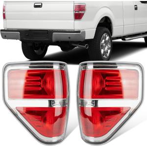 Tail Light Assembly Fit Ford F150 F-150 2009 2010 2011 2012 2013 2014 Rear Back Up Cover Taillight Lens Left Driver Right Passenger Replaces BL3Z13404AB BL3Z13405AB BL3Z13404B (Lamp Included) (2009-2014)