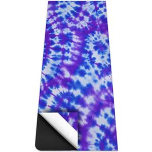 Hot Yoga Mat Towel with Corner Pockets Yoga Towels for Hot Yoga Non Slip with Travel Bag Sweat Absorbent Yoga Blankets Mat Cover for Workout Gym 70"x26" (Tie-dye-01, 70x26)