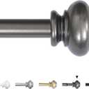 H.VERSAILTEX Curtain Rods for Windows 16.2 to 90.6 Inches 3/4 inch Diameter Adjustable Decorative Telescoping Curtain Rod with Brackets Heavy Duty Splicing Window Rods with Classic Finials, Pewter