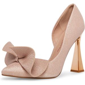 Betsey Johnson Women's Nobble Bow D'Orsay Heels (6.5, Champagne)