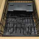 2 Tier Dish Drying Rack, Large Extendable Dish Racks for Kitchen Counter or Over Sink, Dishrack with Drainboard, 2-in-1 Anti-Rust Stainless Steel Dish Drainer with Utensil Holder & Cup Holder (Black)