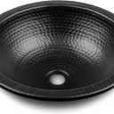 Monarch Abode 19194 Black Hand Hammered Rotunda Dual Mount Bathroom Vanity Sink (16 inches)