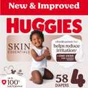Huggies Size 4 Diapers, Skin Essentials Baby Diapers, Size 4 (22-37 lbs), 58 Count