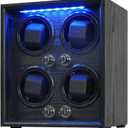 Oryx Watch Winder for 4 Automatic Watches, Rotating Watch Box 5 Rotation Modes Setting Display Case with LED Light, AC/USB Powered Super Quiet Mabuchi Motor