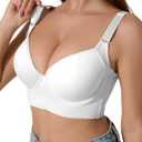 QDN Underwire Full Coverage Bra  Supportive, Comfortable Push Up Bra for Back Fat and Side Smoothing (34C, White)