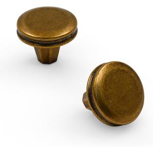 Asidrama 10 Pack Antique Brass Kitchen Cabinet Knobs Drawer Knobs Cabinet Hardware Zinc Knob for Dresser Drawers (Single Hole Knob)