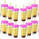 12 Set Christmas Teacher Appreciation Gift Bulk Including 24 oz Reusable Pencil Plastic Coffee Cup with Lid Straw Teachers Employee Appreciation Gifts with Glitter Pen for Teacher Team (Classic)