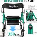 Cosydora Rollator Walkers for Seniors with Seat, 13.6 Lbs Ultra Lightweight Foldable Rolling Walker, 350Lbs Heavy Duty Aluminum, 8" All Terrain Wheels, Dual Adjustable Height, Shimmer Green