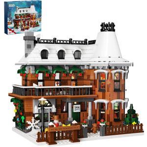 It's A Wonderful Life House Building Set with LED Light, Christmas Holiday Snow House Building Blocks Toy, Compatible with Lego Chritmas Village, Gifts for Friends、Family, Ages 18+ (1549PCS)