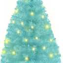 Mini Christmas Tree, 24"/60cm Small Artificial Xmas Tabletop Tree, Desktop Christmas Tree with String Light for Home Office Holiday Decor