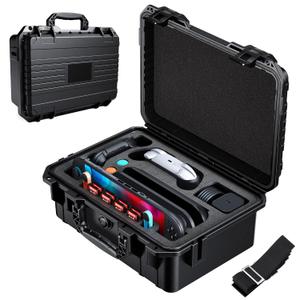 Auarte [Super Hard Carrying Case for Nintendo Switch 2(2025),All In One Portable Fully Protective Hard Travel Case,Waterproof Bag for Console Controller Accessory (Black)