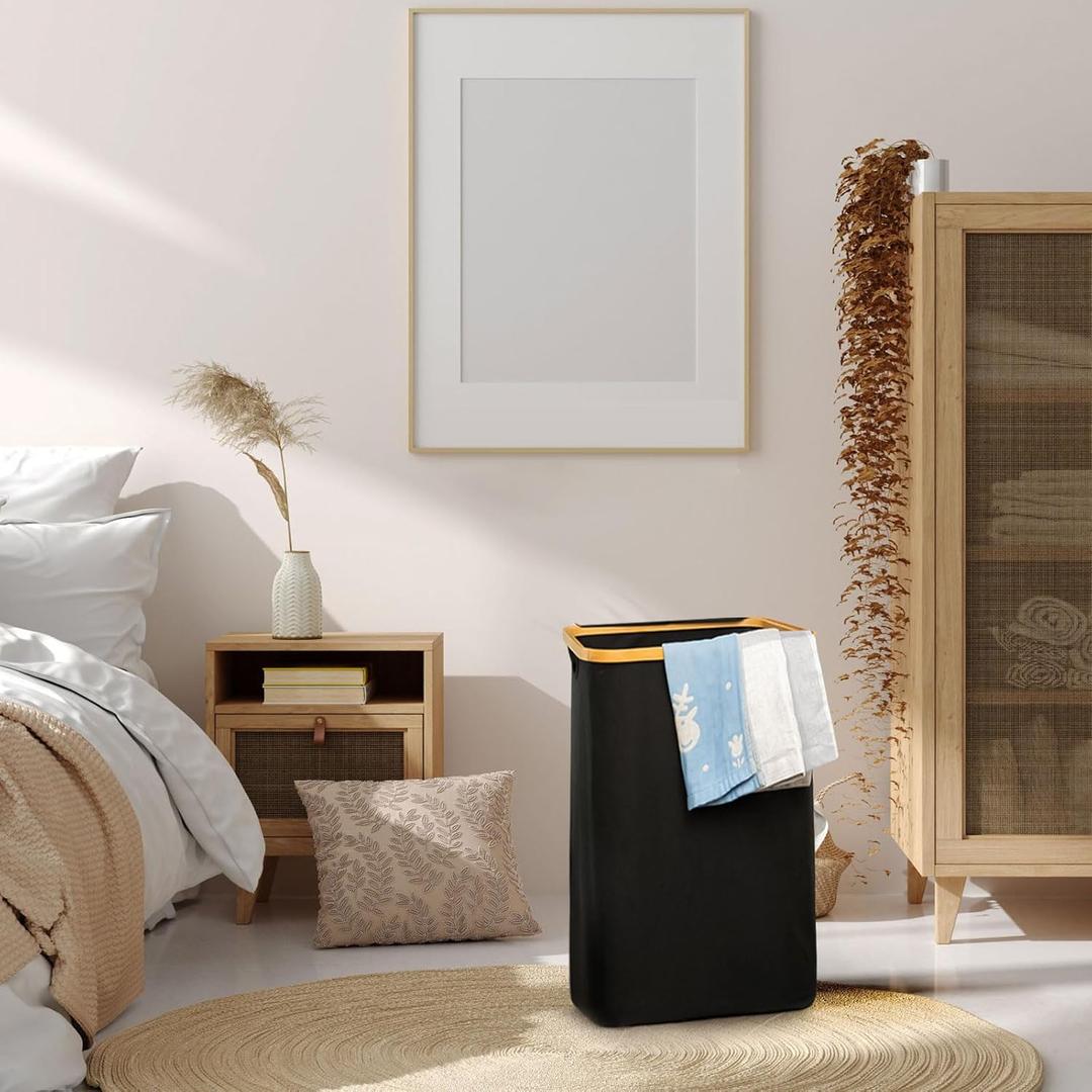 Laundry Basket with Lid 105 L, with Handle and Removable Laundry Net, Laundry Hamper with Lid, Laundry Basket Slim for Children's Room, Bathroom, Bedroom