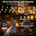 Solar Lights Outdoor Waterproof: ST38 50FT 15M Shatterproof Bulbs Patio Lights - Solar Powered & USB Charging- Remote Control 3 Light Modes Dimmable Solar Light - Camping Backyard Garden