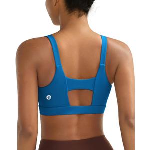 RUNNING GIRL Sports Bra for Women High Support, Molded Cup High Impact Sports Bras with Sewn in Pads (Small, A-dark Blue)
