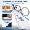 XIQI Compatible with iPhone 17 Pro Max Case 6.9'' with Magnetic 360 Rotatable Ring Stand & AI Camera Control Button[Compatible with Mag-Safe] Translucent Matte Phone Cover for Men Wowen,White