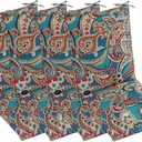 Set of 4 Outdoor Dining Chair Cushions, Comfort Patio Seating Cushions, 44 x21x4.5 inch, Single Welt and Zipper (Blue Trumpet Flowers), 4 Pack