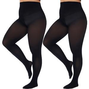 CozyWow Plus Size Tights for Women 80D Soft Solid Color Semi Opaque Pantyhose High Waist 3XL