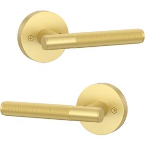 Asidrama 8 Pack Brushed Gold Dummy Door Handles, Non-Turning Decorative Door Lever with Door Knobs for Closet, French Double Doors, Pantry & Interior Push/Pull Use 07