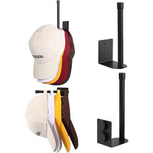 Magnetic Hat Holder, Racks for Baseball Caps, Stainless Steel Multilayer Hat Storage Display Holder,Hat Holder Storage Organizer,Apply to Metal Surfaces,Black Magnetic Hooks,