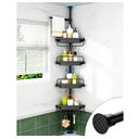 ALLZONE Corner Shower Caddy Tension Pole, Extendable Rustproof Stainless Steel Pole & 4-Tier Adjustable Shelves for Easy Drainage and Built-to-Last Stability, 34 to 116 Inch, Black