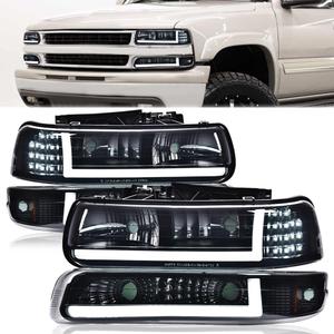 G-PLUS LED Headlights Fit 1999-2002 Chevy Silverado 1500 2500,Smoke Lens
