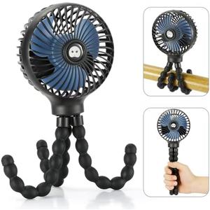 snawowo Mini Handheld Personal Portable Fan, Baby Stroller Fan, Car Seat Fan, USB or Battery Powered, with Flexible Tripod Clip on Student Bed Desk Bike Crib Treadmill Camping Traveling(Black)