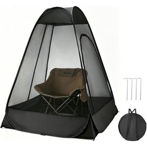 1 Person Pop Up Mosquito Net Tent for Chair with Stakes and Storage Bag, One Size