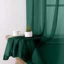 Lecloud Hunter Green Sheer Curtains 54 Inch Length 2 Panels, Voile Light Filtering Curtains with Rod Pocket, Transparent Tulle Drapes for Bedroom Laundry, Each Panel 42 X 54 Inch