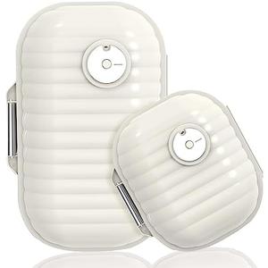 Travel Pill Organizer, 2 Pack Portable Pill Box 7 Day Small Pill Case Moisture Proof Daily Medicine Vitamin Container for Vitamins, Supplements Medication Tracker Travel Essentials (Small+ Large) (Milky)