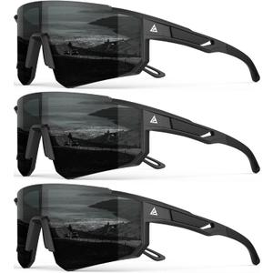 Polarized Sports Sunglasses for Men Women, UV400 Protection Mens Sunglasses Wrap Around Sun Glasses for Cycling Running (A08-grey/Grey/Grey)