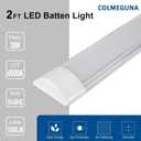 1 Packs 2FT LED Batten Light with 20cm Cable, Ultra-Thin Ceiling Surface Mounted Light, 20W, 4000K, IP20, LED Ceiling Lamp for Garage, Shop, Hallway, Office, Market