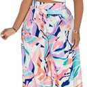BFFBABY Womens Casual Palazzo Pants High Waist Printed Ruched Loose Flowy Lounge Wide Leg Pants (M-3XL) (9397-light Purple)