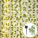 33ft 100 LED Solar Ivy String Lights, Outdoor Garden Artificial Ivy Green Leaf Garland with Lights for Garden Courtyard Holiday Wedding Decorative