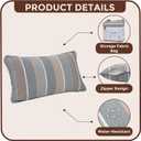 FUNHOME Outdoor Lumbar Pillow Covers 12X20 Inch, No Insert-Grey Stripe | Patio Lumbar Cases Pack of 2, Water-Repellent, Throw Pillowcase for Couch Garden Furniture
