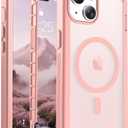Magnetic for iPhone 15 Case, [Compatible with MagSafe][Military Grade Drop Protection][Heavy Duty Protection][Non-Slip][Shockproof] 2-Layer Durable Bumper Phone Case 6.1''-Pink