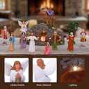 Fovths 12 Pieces LED Easter Scene and Cross Decoration Easter Resin Tabletop Decorations Resurrection of Jesus Statue Jesus Nativity Scene Decorations for Christian Figurines Home Office Tabletop