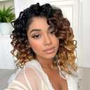 7 x Ocean Wave Crochet Hair 9 Inch Brown Blonde Ombre Curly Braiding Ocean Wave Hair 7 Packs T1 30 27 Deep Wave Short Wavy Crochet Braids Hair Extensions for Women (9Inch (Pack of 7), T1/30/27)