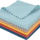 SINLAND Microfiber Dish Cloth for Washing Dishes Rags Best Kitchen Washcloth Cleaning Cloths with Poly Scour Side Popcorn Texture 5 Color Assorted 12Inchx12Inch 5 Pack