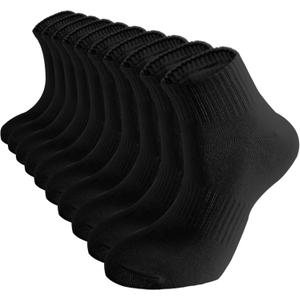ACCFOD Womens Ankle Socks Thin Cotton Gym Athletic Mini Crew Socks 5 Pairs (9-11, Black)