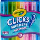 Crayola Clicks Retractable Markers Bold (10ct), Teacher Classroom School Supplies, Spring Crafts, No Dry Washable Markers for Kids