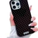 Designed for iPhone 15 Pro Case,Cute Fashion Polka Dot Aesthetics for Women Girls Soft TPU and Hard PC Protective Case Compatible with 15 Pro-Black
