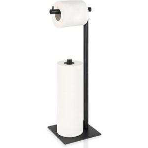 Toilet Paper Holder Stand Toilet Paper Roll Holder Stand Freestanding Black Toilet Paper Holder for Bathroom Toilet Tissue Storage Holder Metal (1)