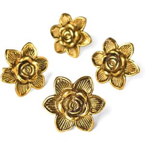 Brass Flower Cabinet Drawer Knobs Vintage Gold Flower Knobs for Dresser Door Cupboard Door Handle Pulls - Set of 4