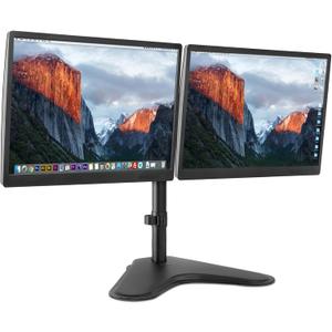 Mount-It! Dual Monitor Stand for Desk - Double Monitor Mount for 2 Screens up to 32 Inch and 17 Lbs - Free-Standing Base Swivel, Tilt, Rotates 360 Adjustable Arms - VESA Compatible High Grade Steel