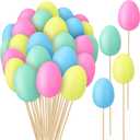 Sanwuta 40 Pcs Easter Egg Picks Pastel Foam Floral Sticks Easter Decorations for Home Vase Filler Floral Arrangement Spring Table Centerpiece Basket Decor DIY Crafts(Lively Colors)