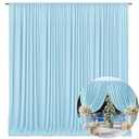 10 x 7 Feet Light Blue Backdrop Curtain for Partie, Background Curtains for Photoshoot, Birthday, Wedding, Halloween, Thanksgiving, Christmas Day, New Year Party Decorations 5Ft x 7Ft, 2 Panels