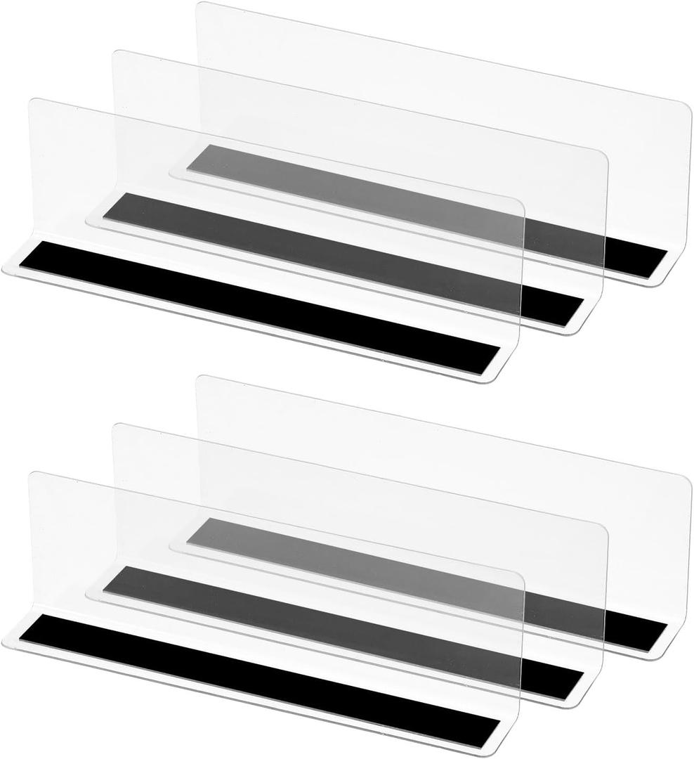 MECCANIXITY Shelf Dividers Plastic Closet Shelf Organizer Divider with Magnetic, 7.9"x2.4" Separator Clapboard for Supermarket Storage Kitchen Office (Clear, 6 Pcs)