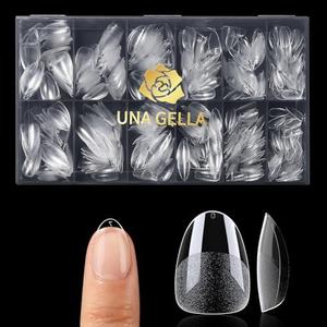 UNA GELLA Extra Short Almond Nail Tips, 504 Pcs Pre-Filed XS Almond Gel Nails, 12 Sizes Half Matte Full Cover Press Ons for Nail Extension Manicure Home DIY Salon